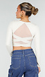 Beige Crop Top met Mesh Rug  en Pads