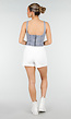 Blauwe Denim Top met Brede Bandjes en Getailleerde Pasvorm