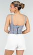 Blauwe Denim Top met Brede Bandjes en Getailleerde Pasvorm