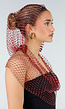 Rode Fishnet Top met Capuchon en Strass Steentjes