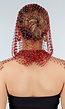 Rode Fishnet Top met Capuchon en Strass Steentjes