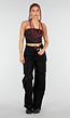 Rode Fishnet Top met Capuchon en Strass Steentjes