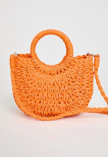 Oranje Raffia Handtas