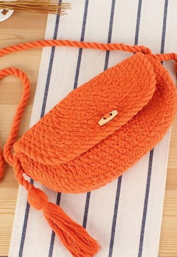 Oranje Gehaakte Schoudertas