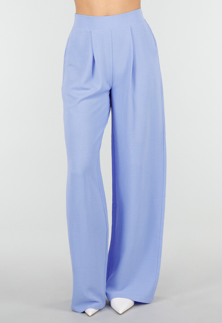 Lavendel Wide Leg Broek met Elastische Taille en Plooien