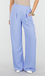 Lavendel Wide Leg Broek met Elastische Taille en Plooien