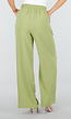 Groene Linnenlook Wide Leg Stretch Pantalon met Hoge Taille en Plooien