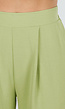 Groene Linnenlook Wide Leg Stretch Pantalon met Hoge Taille en Plooien