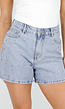 Lichtblauwe Denim Shorts met Studs en High Waist