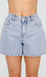 Lichtblauwe Denim Shorts met Studs en High Waist