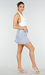 Lichtblauwe Denim Mini Rok met Studs en High Waist