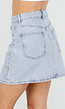 Lichtblauwe Denim Mini Rok met Studs en High Waist