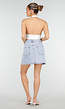 Lichtblauwe Denim Mini Rok met Studs en High Waist