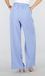 Lichtblauwe Linnenlook Wide Leg Pantalon met Hoge Taille en Plooien