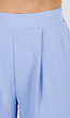 Lichtblauwe Linnenlook Wide Leg Pantalon met Hoge Taille en Plooien