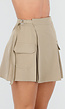 Beige Cargo Skort met Plooien en Onderbroekje