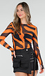 Oranje Mesh Zebraprint Top