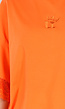 Oranje Oversized T-Shirt met Borduursel en Kanten Mouwen