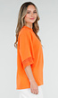 Oranje Oversized T-Shirt met Borduursel en Kanten Mouwen