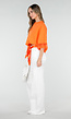 Oranje Oversized T-Shirt met Borduursel en Kanten Mouwen