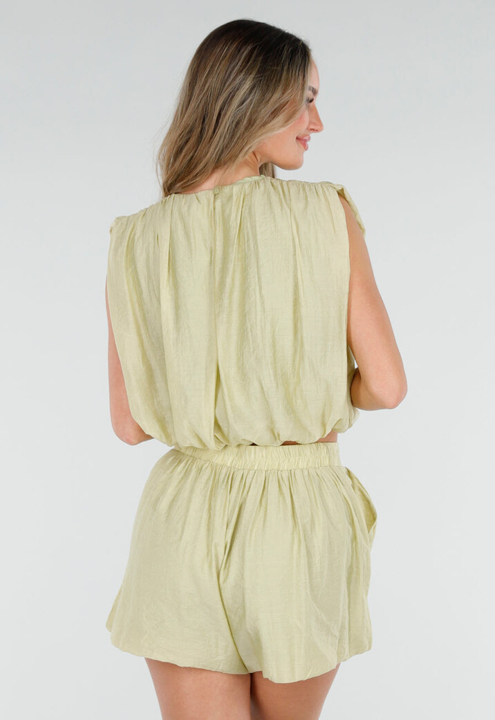 Lichtgroene Matching Set met Mouwloze Top en Broekje