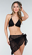 Zwarte Driedelige Bikini Set met Kant en Wikkelrokje