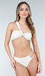 Crème Driedelige Bikini Set met Verstelbaar Rokje