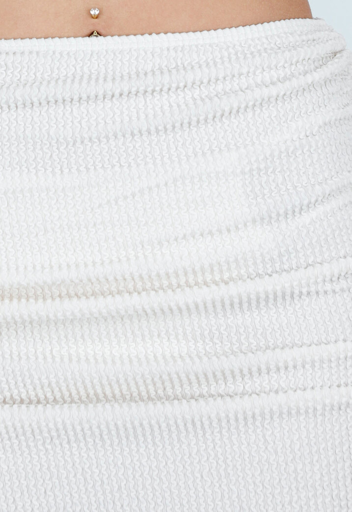 Crème Driedelige Bikini Set met Verstelbaar Rokje