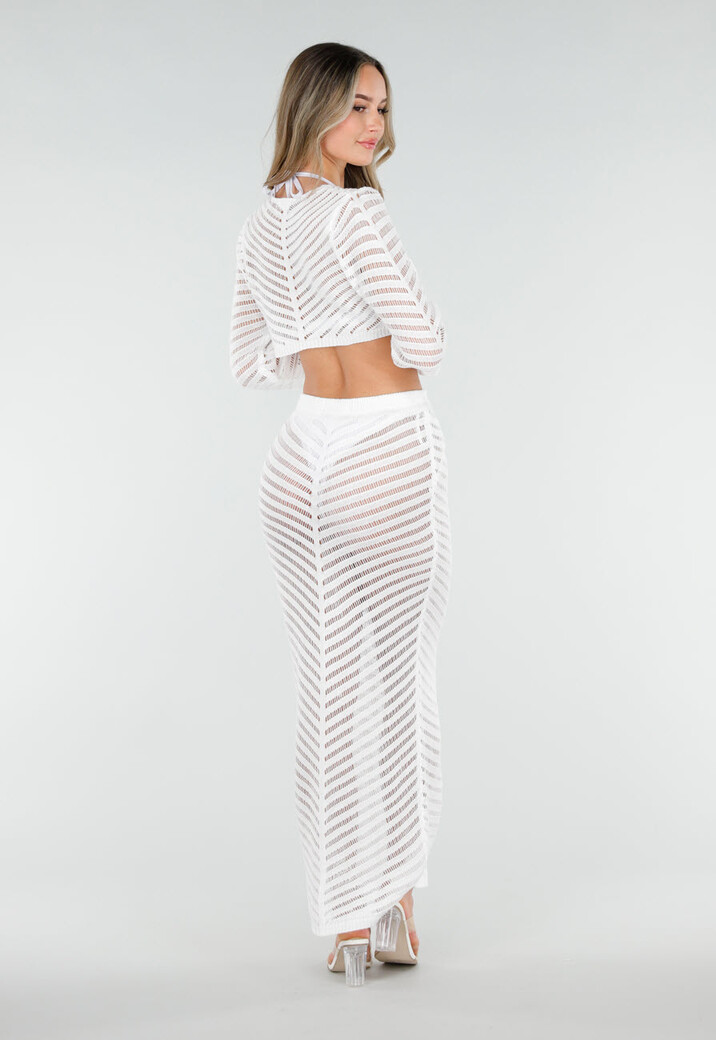 Witte Gehaakte Cover Up Set