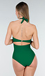 Groen Badpak met Halterband en Cut Out Detail