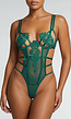 Groene Mesh See Through Body met Kant en Verstelbare Bandjes