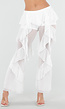 Witte Doorschijnende Broek met Stretch Ruffles en Voering