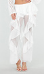 Witte Doorschijnende Broek met Stretch Ruffles en Voering