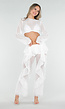 Witte Doorschijnende Broek met Stretch Ruffles en Voering