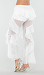 Witte Doorschijnende Broek met Stretch Ruffles en Voering