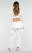 Witte Doorschijnende Broek met Stretch Ruffles en Voering