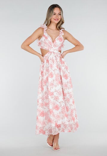 Roze Maxi Jurk met Bloemenprint