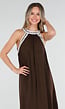 Bruine Maxi Halter Jurk met Witte Rand