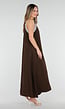 Bruine Maxi Halter Jurk met Witte Rand