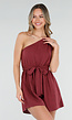 Bordeaux Playsuit met One Shoulder en Strik Tailleband