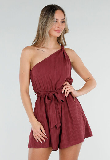 Bordeaux One Shoulder Playsuit
