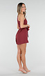 Bordeaux Playsuit met One Shoulder en Strik Tailleband