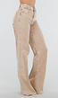 Beige Wide Leg Tall Denim Jeans met Wassing