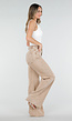 Beige Wide Leg Tall Denim Jeans met Wassing