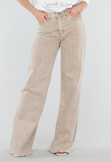 Beige Wide Leg Tall Jeans