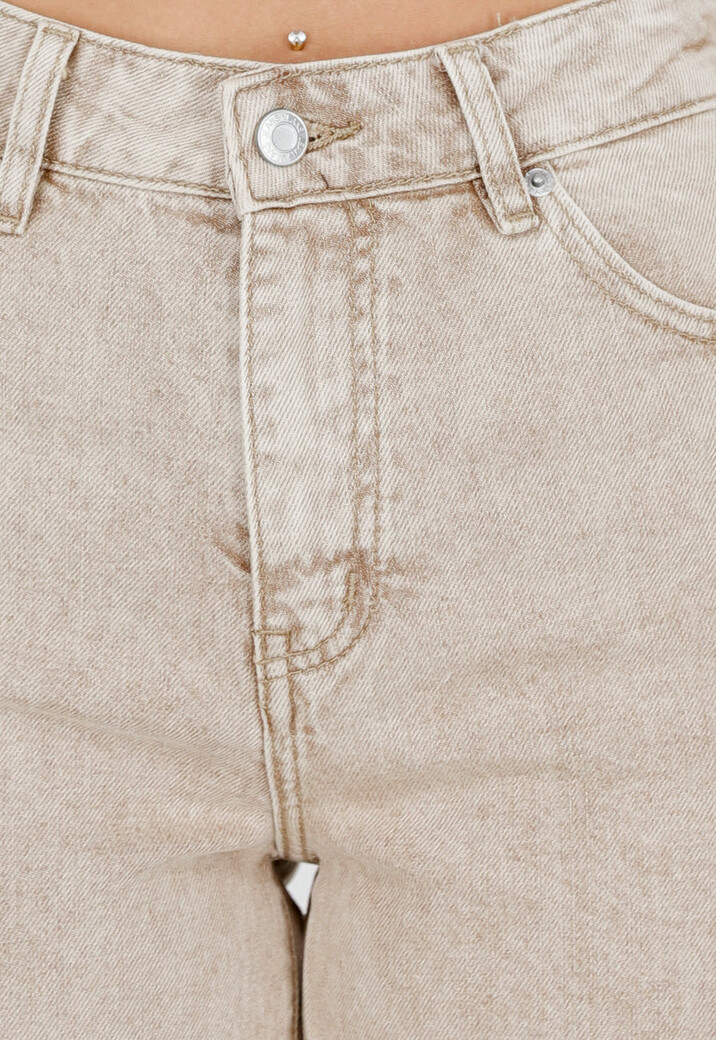 Beige Wide Leg Tall Jeans met High Waist