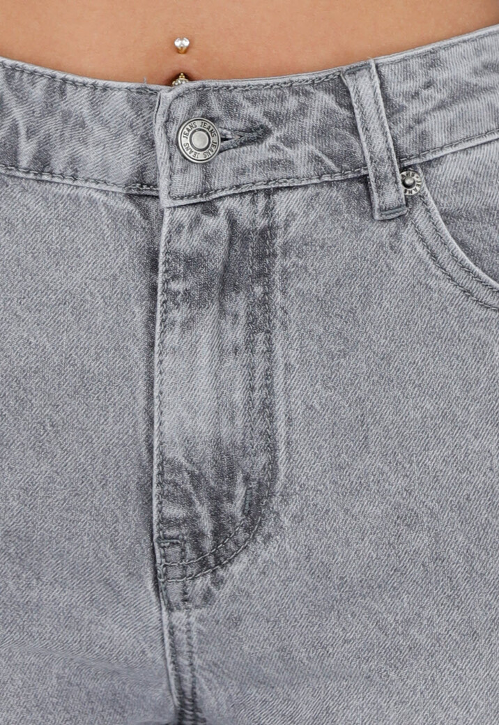 Grijze Wide Leg Tall Jeans met Gewassen Denim Wassing