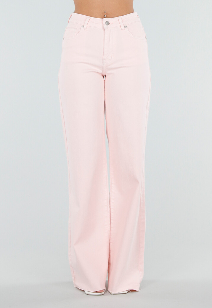 Lichtroze Wide Leg Tall Stretch Jeans van Denim