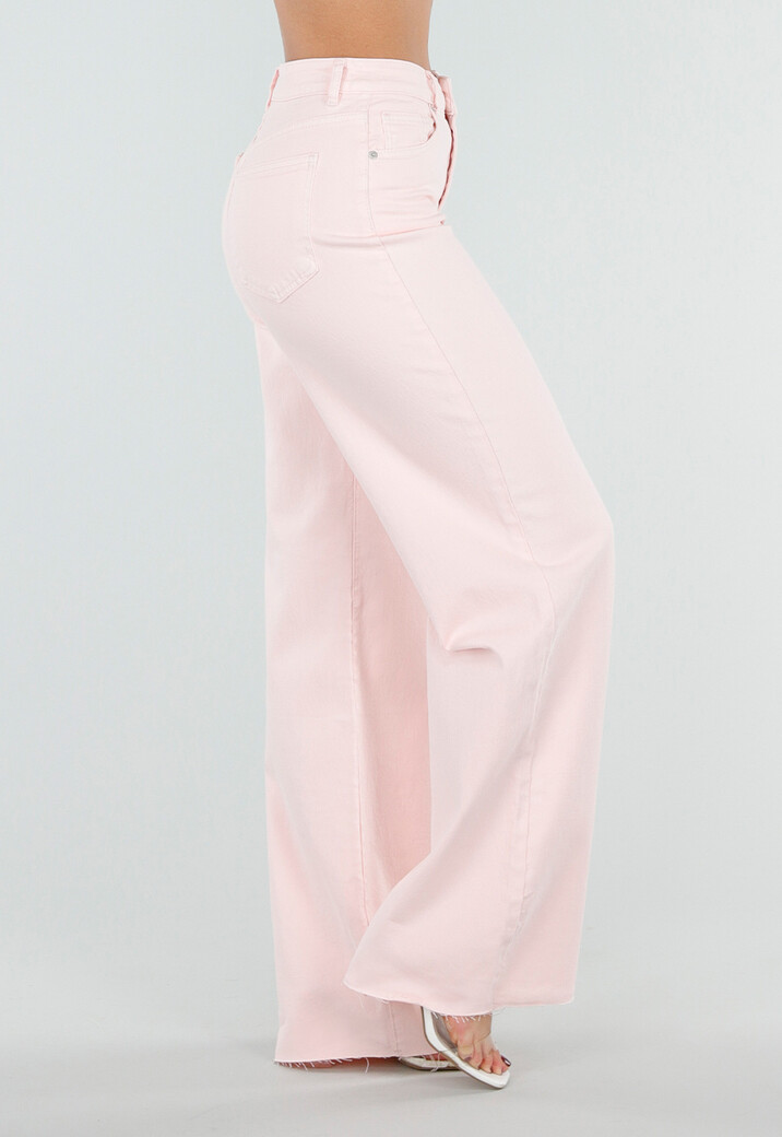 Lichtroze Wide Leg Tall Stretch Jeans van Denim