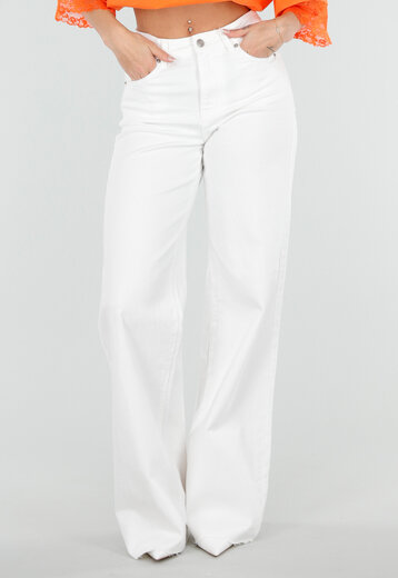 Witte Wide Leg Tall Jeans met Hoge Taille